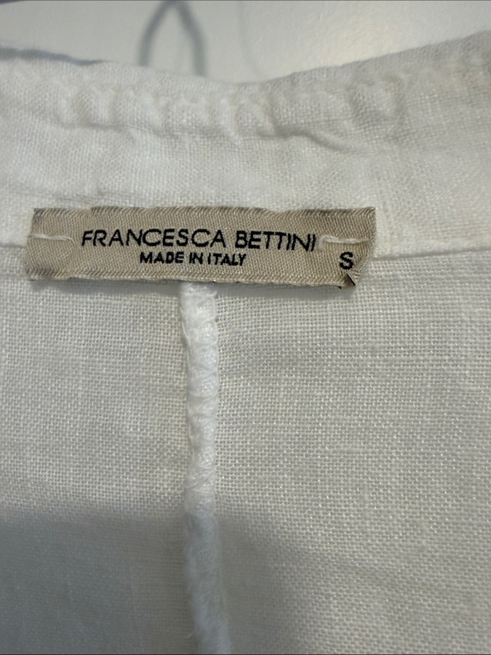 Francesca Bettini 100% Linen Blouse Made in Italy White Relaxed Fit Small - Picture 2 of 4